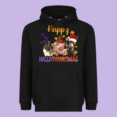 Happy Hallothanksmas Farm Animal Heavyweight Hoodie Designed By Bundleandbundleshop