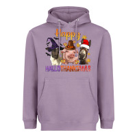 Lavender Happy Hallothanksmas Farm Animal Heavyweight Hoodie - BundleAndBundleShop