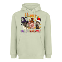 Matcha Happy Hallothanksmas Farm Animal Heavyweight Hoodie - BundleAndBundleShop