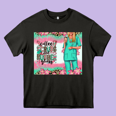 Heavy Core Tee coffee scrubs rubber gloves nurse