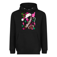 Pink Christmas Breast Cancer Ribbon Football Heavyweight Hoodie | Teevron