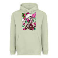 Matcha Pink Christmas Breast Cancer Ribbon Football Heavyweight Hoodie - BundleAndBundleShop
