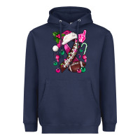 Navy Pink Christmas Breast Cancer Ribbon Football Heavyweight Hoodie - BundleAndBundleShop