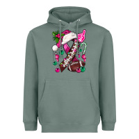Sage Pink Christmas Breast Cancer Ribbon Football Heavyweight Hoodie - BundleAndBundleShop