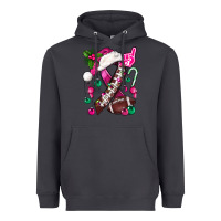 Smoke Pink Christmas Breast Cancer Ribbon Football Heavyweight Hoodie - BundleAndBundleShop