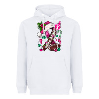 White Pink Christmas Breast Cancer Ribbon Football Heavyweight Hoodie - BundleAndBundleShop