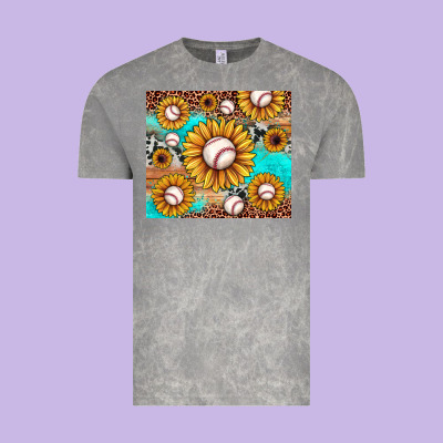 Baseball Leopard Turquoise Sunflower Vintage Tee Designed By Jahusdesignshop