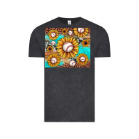 Vintage Black baseball leopard turquoise sunflower Vintage Tee - JahusDesignShop