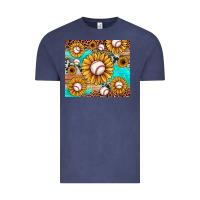 Vintage Denim baseball leopard turquoise sunflower Vintage Tee - JahusDesignShop