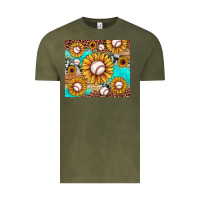Vintage Olive baseball leopard turquoise sunflower Vintage Tee - JahusDesignShop