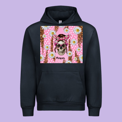 Skull Mom Pink Glitter With Daisy Urban Hoodie Designed By Tumblerdesignbyshophia