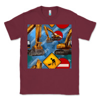 Burgundy excavator seamless pattern Classic Tee - BundleAndBundleShop