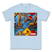 Dusty Blue excavator seamless pattern Classic Tee - BundleAndBundleShop