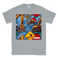 Heather Grey excavator seamless pattern Classic Tee - BundleAndBundleShop