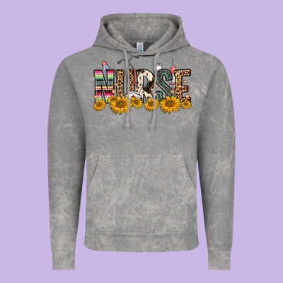 Nurse Sunflower Vintage Hoodie Designed By Fadigitalartstudio