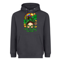 Smoke St. Patrick Messy Bun One Luck Mama With Clover Heavyweight Hoodie - BundleAndBundleShop