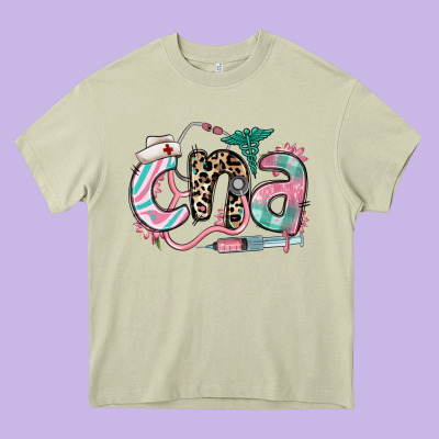Heavy Core Tee floral cna certified nursing assistant