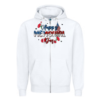 White happy memorial day Zipper Hoodie - MaliasSmallBusiness