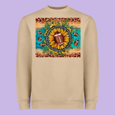 Football Leopard Turquoise Sunflower Heavyweight Sweatshirt Designed By Jahusdesignshop