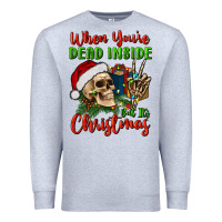 Heather Grey when you’re dead inside but it's christmas Premium Sweatshirt - BundleAndBundleShop