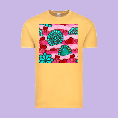 Valentines Day Turquoise Gemstone  And Hearts Vintage Tee Designed By Bundleandbundleshop
