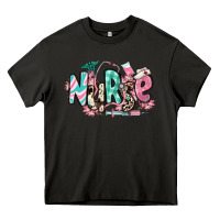Asphalt floral nurse Heavy Core Tee - RanaPortraitStore