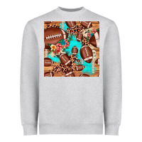 Heather Grey football leopard cowhide seamless pattern Heavyweight Sweatshirt - JahusDesignShop