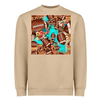 Mushroom football leopard cowhide seamless pattern Heavyweight Sweatshirt - JahusDesignShop