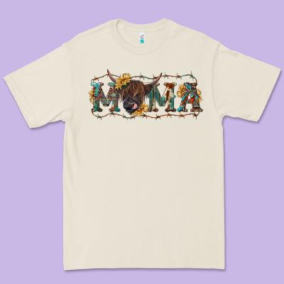 Premium Tee Mama with highland cow