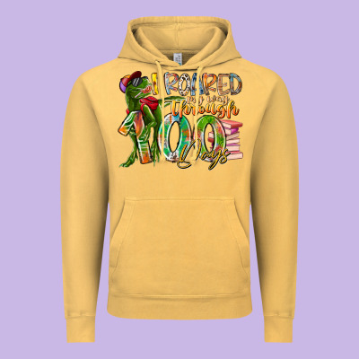I Roared My Way Through 100 Days Vintage Hoodie Designed By Racoondesign