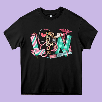 Heavy Core Tee floral lpn licensed practical nurse