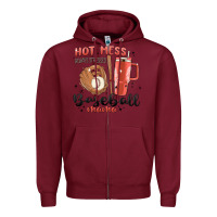 Burgundy hot mess always stressed baseball mama stanley cup Zipper Hoodie - MaliasSmallBusiness