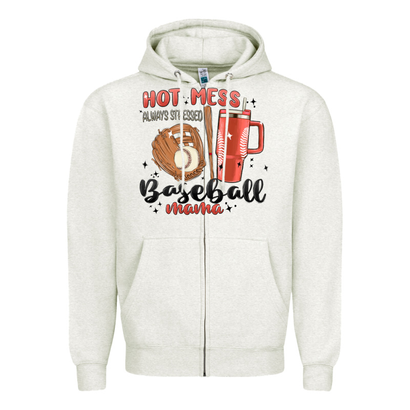 Hot Mess Always Stressed Baseball Mama Stanley Cup Zipper Hoodie by MaliasSmallBusiness | Teevron