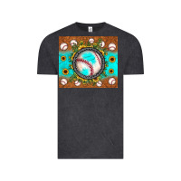 Vintage Black baseball turquoise sunflower Vintage Tee - JahusDesignShop