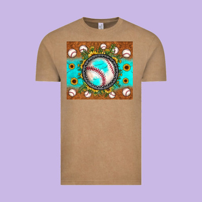 Baseball Turquoise Sunflower Vintage Tee Designed By Jahusdesignshop