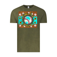 Vintage Olive baseball turquoise sunflower Vintage Tee - JahusDesignShop