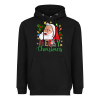 Black Merry Christmas With Santa Heavyweight Hoodie - BundleAndBundleShop