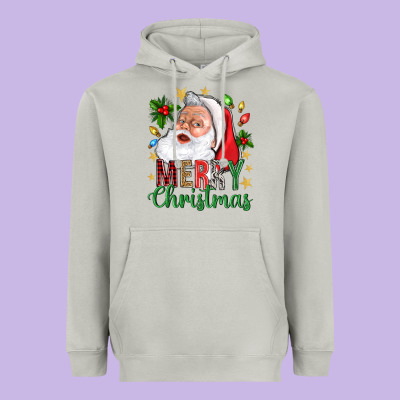 Merry Christmas With Santa Heavyweight Hoodie Designed By Bundleandbundleshop
