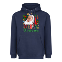 Navy Merry Christmas With Santa Heavyweight Hoodie - BundleAndBundleShop