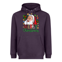 Plum Merry Christmas With Santa Heavyweight Hoodie - BundleAndBundleShop