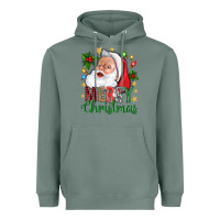 Sage Merry Christmas With Santa Heavyweight Hoodie - BundleAndBundleShop