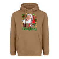 Toasted Coconut Merry Christmas With Santa Heavyweight Hoodie - BundleAndBundleShop