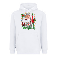 White Merry Christmas With Santa Heavyweight Hoodie - BundleAndBundleShop