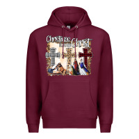 Burgundy Christmas Begins With Christ Premium Hoodie - Bettercallsaul