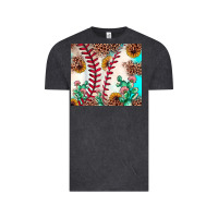Vintage Black baseball leopard turquoise cactus sunflower Vintage Tee - JahusDesignShop