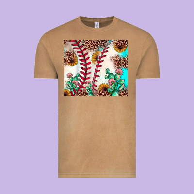 Baseball Leopard Turquoise Cactus Sunflower Vintage Tee Designed By Jahusdesignshop