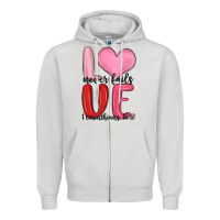 Dove Grey love never fails valentine s day Zipper Hoodie - MaliasSmallBusiness