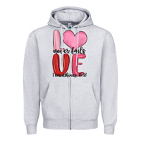 Heather Grey love never fails valentine s day Zipper Hoodie - MaliasSmallBusiness