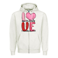 Oatmeal Heather love never fails valentine s day Zipper Hoodie - MaliasSmallBusiness