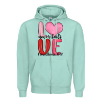 Seafoam love never fails valentine s day Zipper Hoodie - MaliasSmallBusiness